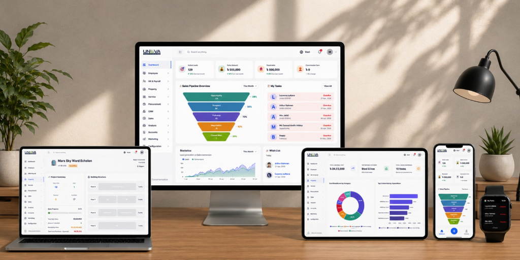 Unova Estate CRM Sales Funnel and Analytics Dashboard Charts